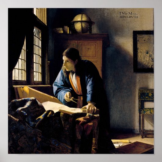 Johannes Vermeer - Der Geograf Poster (Vorne)
