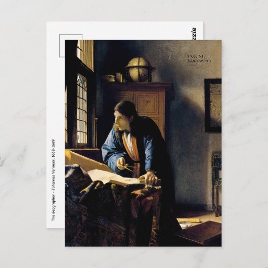 Johannes Vermeer - Der Geograf Postkarte (Vorne/Hinten)