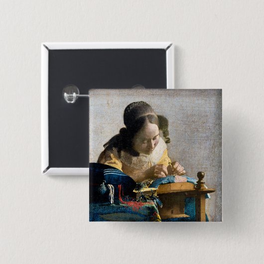 Johannes Vermeer - Der Lacemaker Button (Vorne & Hinten)