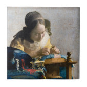 Johannes Vermeer - Der Lacemaker Fliese (Vorderseite)