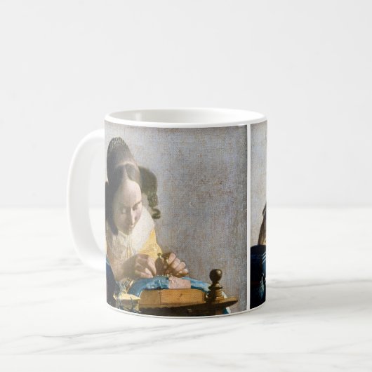 Johannes Vermeer - Der Lacemaker Kaffeetasse (Vorderseite Links)