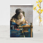 Johannes Vermeer - Der Lacemaker Karte (Gelbe Blume)