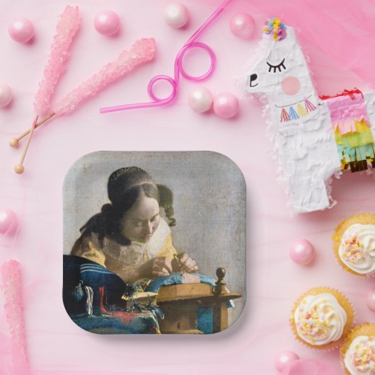 Johannes Vermeer - Der Lacemaker Pappteller (Party)