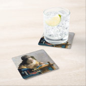 Johannes Vermeer - Der Lacemaker Rechteckiger Pappuntersetzer (Vor Ort)