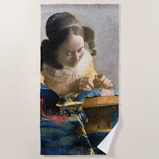 Johannes Vermeer - Der Lacemaker Strandtuch (Vorderseite)