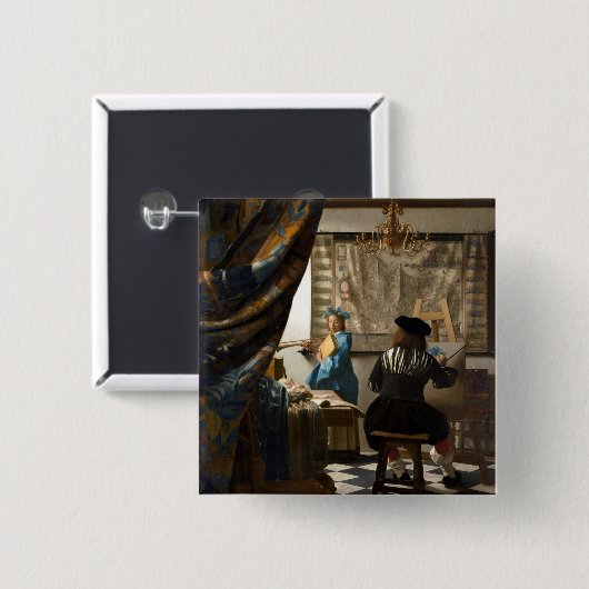 Johannes Vermeer - Die Allegorie des Malens Button (Vorne & Hinten)