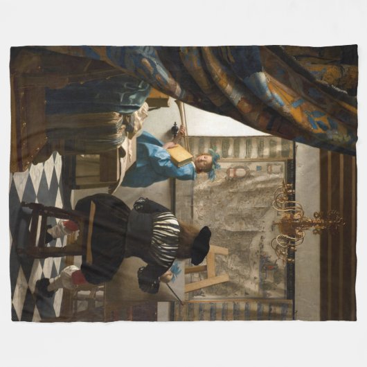 Johannes Vermeer - Die Allegorie des Malens Fleecedecke (Vorderseite (Horizontal))