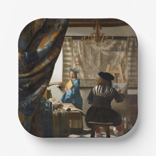 Johannes Vermeer - Die Allegorie des Malens Pappteller (Vorderseite)