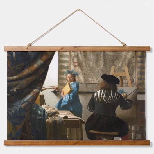 Johannes Vermeer - Die Allegorie des Malens Wandteppich Mit Holzrahmen (Vorne)