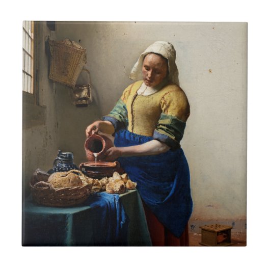 Johannes Vermeer - Die Milchmädchen Fliese (Vorderseite)