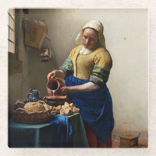 Johannes Vermeer - Die Milchmädchen Glasuntersetzer (Vorderseite)