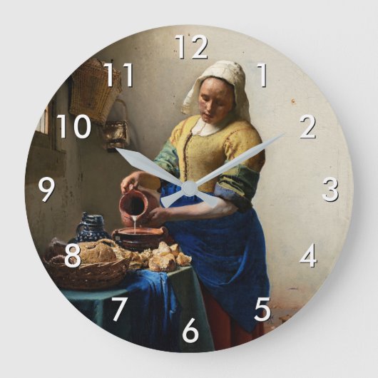Johannes Vermeer - Die Milchmädchen Große Wanduhr (Vorderseite)