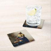 Johannes Vermeer - Die Milchmädchen Rechteckiger Pappuntersetzer (Vor Ort)