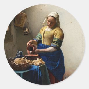 Johannes Vermeer - Die Milchmädchen Runder Aufkleber