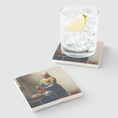 Johannes Vermeer - Die Milchmädchen Steinuntersetzer (Seitenansicht)