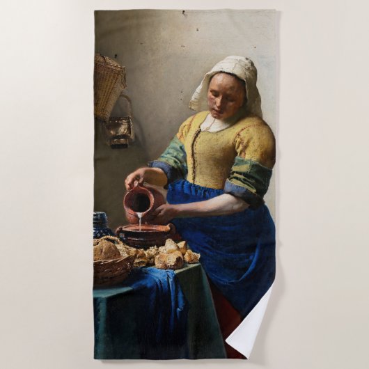 Johannes Vermeer - Die Milchmädchen Strandtuch (Vorderseite)