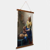 Johannes Vermeer - Die Milchmädchen Wandteppich Mit Holzrahmen (Gewinkelt)