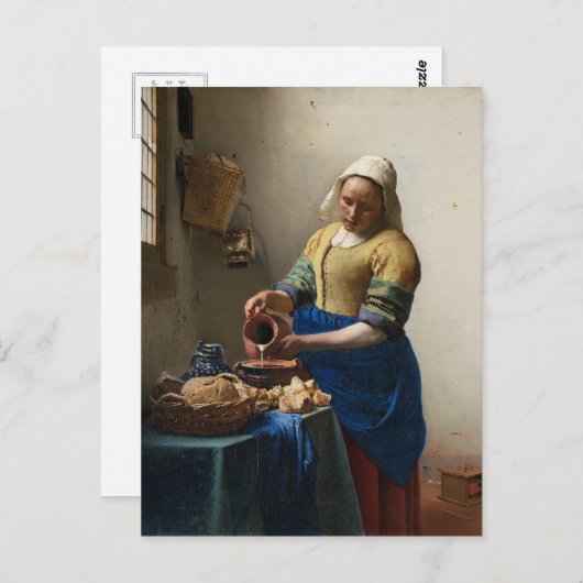 Johannes Vermeer - Die Milchmädchenpostkarte Postkarte (Vorne/Hinten)