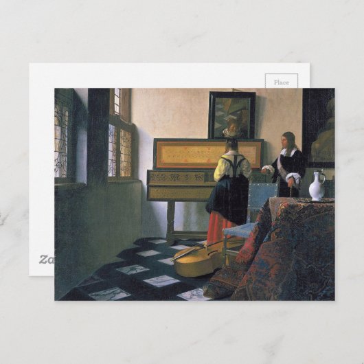 Johannes Vermeer - Die Musikstunde Postkarte (Vorne/Hinten)