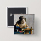 Johannes Vermeer - Die Spitzenklöpplerin Button (Vorne & Hinten)