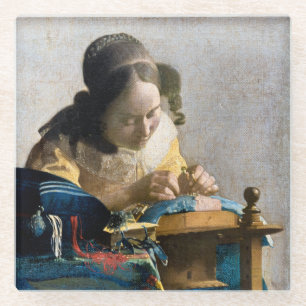 Johannes Vermeer - Die Spitzenklöpplerin Glasuntersetzer
