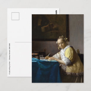 Johannes Vermeer - Eine Dame beim Briefeschreiben Postkarte