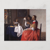 Johannes Vermeer - Eine Frau und zwei Herren Postkarte (Vorderseite)