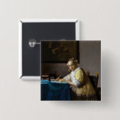 Johannes Vermeer - Eine Lady, die einen Brief schr Button (Vorne & Hinten)