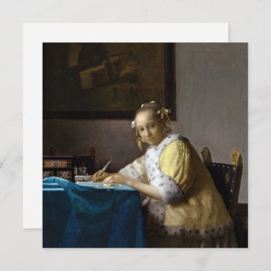 Johannes Vermeer - Eine Lady, die einen Brief schr Dankeskarte (Vorne/Hinten)
