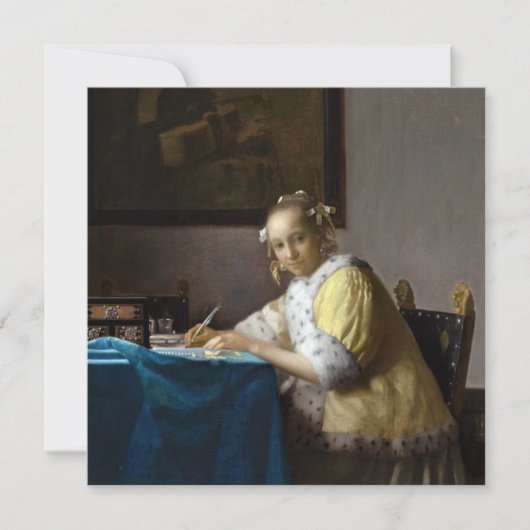 Johannes Vermeer - Eine Lady, die einen Brief schr Einladung (Vorderseite)