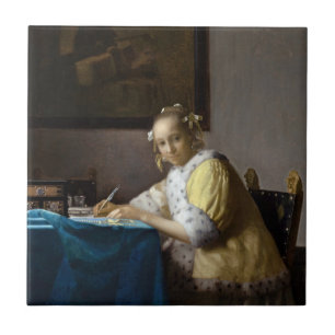Johannes Vermeer - Eine Lady, die einen Brief schr Fliese
