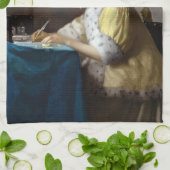 Johannes Vermeer - Eine Lady, die einen Brief schr Geschirrtuch (Gefaltet)