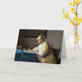 Johannes Vermeer - Eine Lady, die einen Brief schr Karte (Gelbe Blume)
