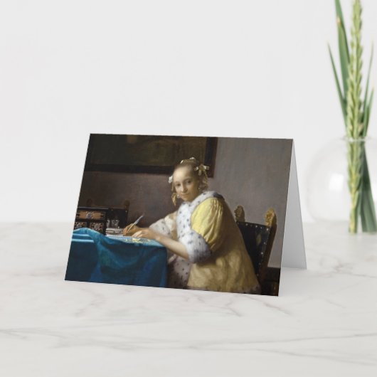 Johannes Vermeer - Eine Lady, die einen Brief schr Karte (Vorderseite)