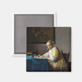 Johannes Vermeer - Eine Lady, die einen Brief schr Magnet (Vorderseite/Rückseite)