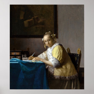 Johannes Vermeer - Eine Lady, die einen Brief schr Poster