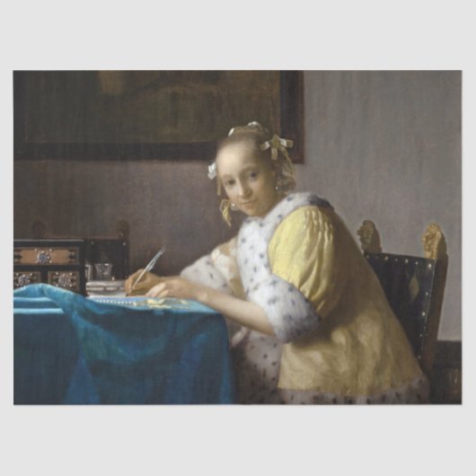 Johannes Vermeer - Eine Lady, die einen Brief schr Seidenpapier (Vorderseite)