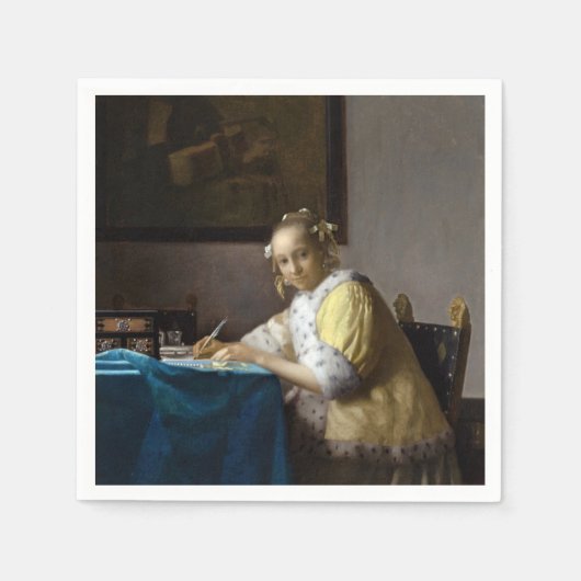 Johannes Vermeer - Eine Lady, die einen Brief schr Serviette (Vorderseite)