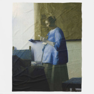 Johannes Vermeer - Frau in Blau, einen Brief lesen Fleecedecke