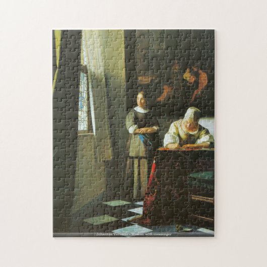 Johannes Vermeer - Frau mit Boten Puzzle (Vertikal)