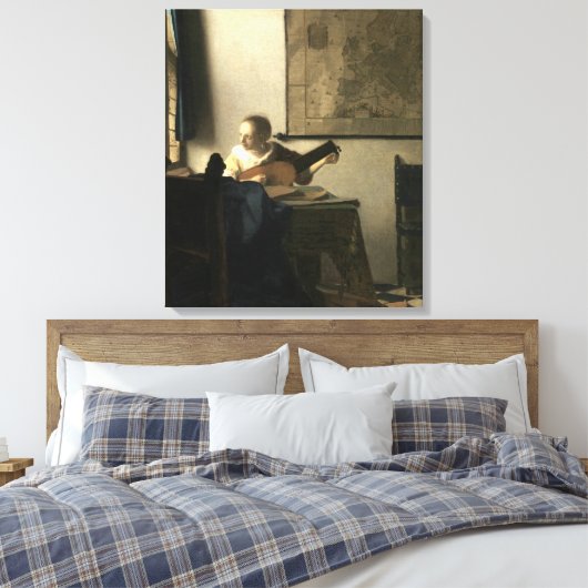 Johannes Vermeer Frau mit Lute Leinwanddruck (Insitu (Schlafzimmer))