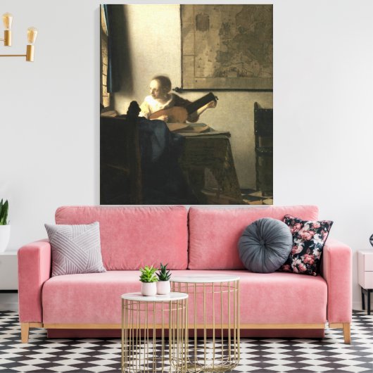 Johannes Vermeer Frau mit Lute Leinwanddruck (Insitu (Wohnzimmer))