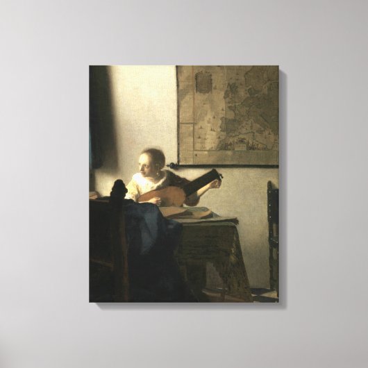 Johannes Vermeer Frau mit Lute Leinwanddruck (Vorderseite)