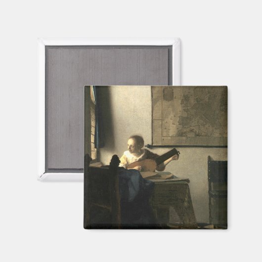 Johannes Vermeer Frau mit Lute Magnet (Vorderseite/Rückseite)