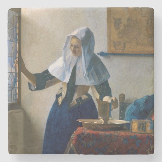 Johannes Vermeer - Frau mit Wasserpitcher Steinuntersetzer (Vorderseite)