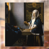 Johannes Vermeer - Frauen, die ein Gleichgewicht h Fensteraufkleber (Blatt 2)