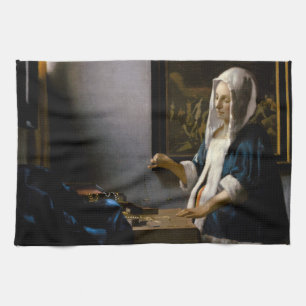 Johannes Vermeer - Frauen, die ein Gleichgewicht h Geschirrtuch