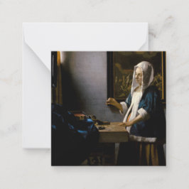 Johannes Vermeer - Frauen, die ein Gleichgewicht h Mitteilungskarte
