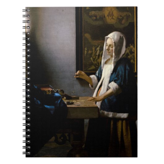Johannes Vermeer - Frauen, die ein Gleichgewicht h Notizblock (Vorderseite)