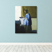 Johannes Vermeer - Frauen in blau lesen einen Brie Leinwanddruck (Insitu (Holzboden))